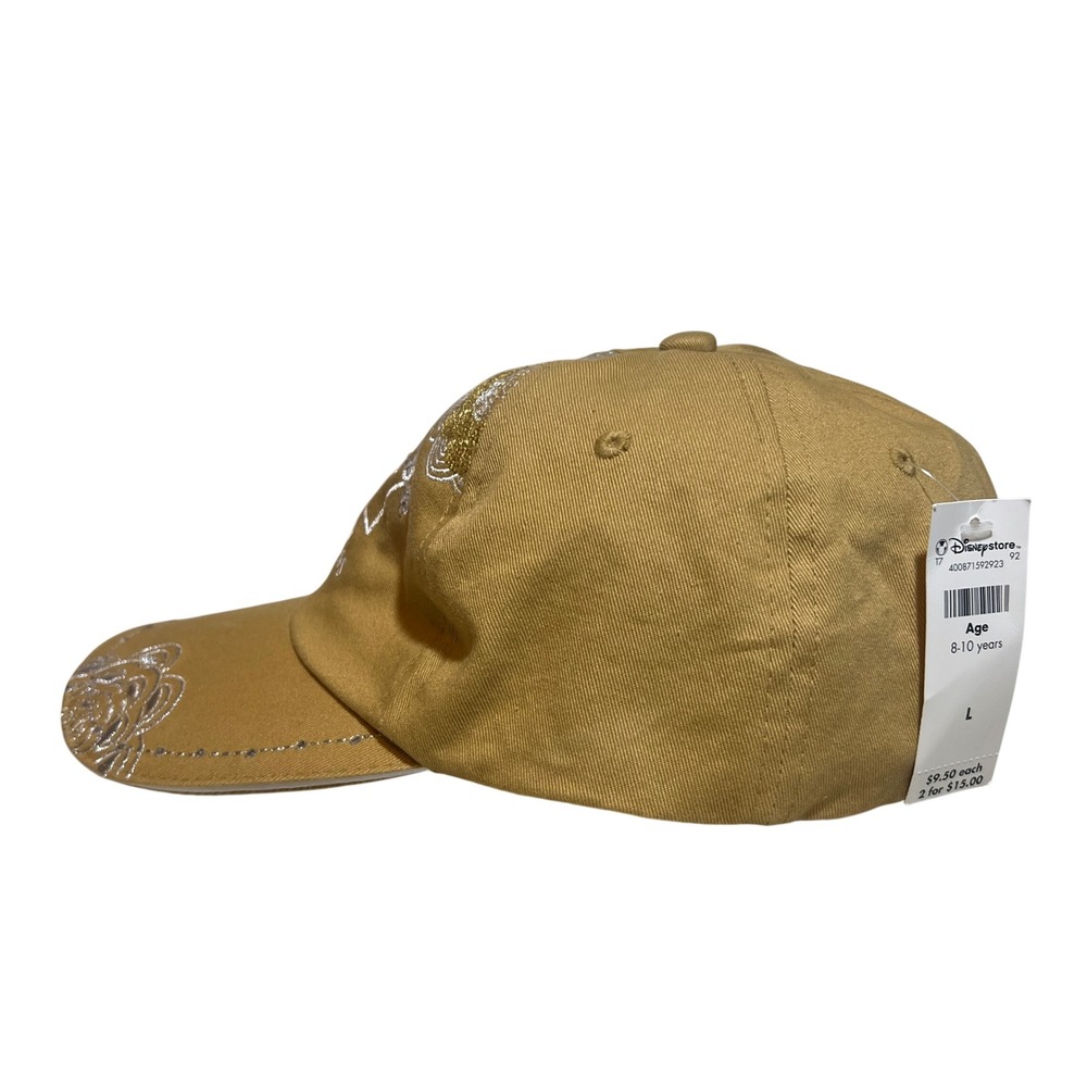 Disney Princess Tan Embroidered Tiara Rhinestone Baseball Cap Hat Kids Large NWT - Picture 4 of 14